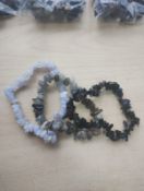 MOONSTONE,GARNET AND JASPER - CRYSTAL CHIP TRIPLE SET BRACELET JOB OF 5 PACKS - BRAND NEW