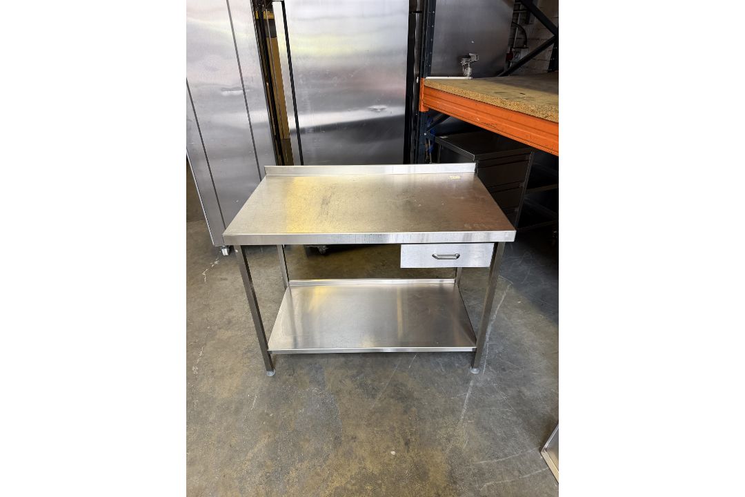 STAINLESS STEEL WORK TABLE C/W DRAWER - Image 1 of 5