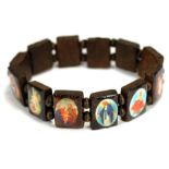 100 X WOODEN SAINTS BRACELET 12PK BROWN