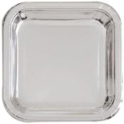 100 PACKS SQUARE PAPER PLATES, 7 INC, SILVER FOIL (8 PER PACK), RRP £700