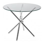 ROUND CLEAR GLASS DINING TABLE - CRISS CROSS