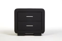 BLACK LEATHER 2 DRAWER BEDSIDE