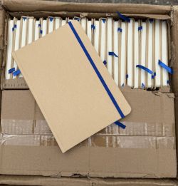 BOX OF 50 A5 HARDBACK NOTEBOOKS WITH NAVY ELASTIC CLOSURE
