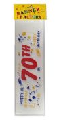100 X HAPPY 70TH BIRTHDAY BANNER WHITE