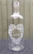 624X GLASS DECORATIVE LOVE BOTTLE WITH A HEART IDEAL FOR CREATIVE DISPLAYS/FLOWERS