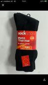 1 PALLET CONTAINING 1200 X THERMAL SOCKS PACKS OF 5 PAIRS IN BLACK.