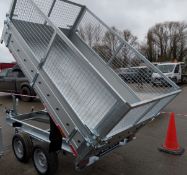 1 X NEW CRH 2T MANUAL TIPPER WITH MESH SIDES 8X5FT - 3 YEAR WARRANTY