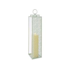 X3 60CM SAGE GREEN METAL AND GLASS LANTERN