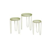 SAGE GREEN GORDES NEST OF 3 SIDE TABLES L50CM. M45CM. S40CM.