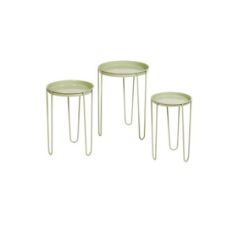 SAGE GREEN GORDES NEST OF 3 SIDE TABLES L50CM. M45CM. S40CM.