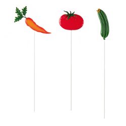 X24 PCS 55CM METAL VEGGIES GARDEN STAKE - 3 ASSORTED