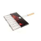 X6 L60CM WOODEN HAND LED BARBECUE ELASTIC GRILL BASKET