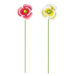 X24 PCS 64CM METAL POPPY GARDEN STAKE - 2 ASSORTED