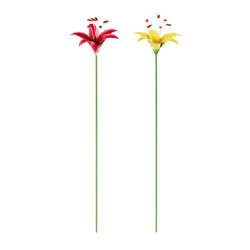 X24 PCS 70CM METAL LILY GARDEN STAKE - 2 ASSORTED