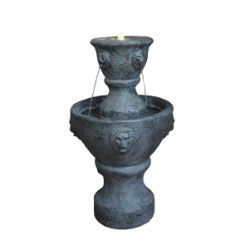 TWO‑TIER WATER FEATURE WITH LION HEADS WATER FEATURE WITH LION HEADS 73CM