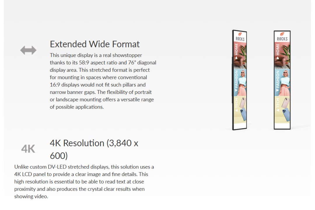 8 X NEW 1.2M LONG X 230 WIDE 43” ULTRA-WIDE COMMERCIAL DISPLAY 24/7 DIGITAL SIGNAGE MONITOR HDMI - Image 2 of 10
