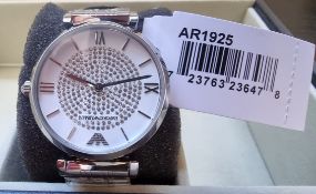 EMPORIO ARMANI GIANNI 32MM SILVER DIAL STEEL LADIES QUARTZ WATCH AR1925