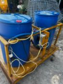 TWIN BARREL DRUM STAND WITH ELECTRIC PUMP & HOSE DISPENSER