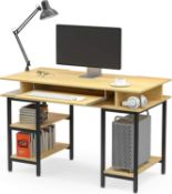 MECOR STUDY WRITING COMPUTER DESK 47" KEYBOARD TRAY/SHELVES PC LAPTOP WORK-STATION FOR HOME OFFICE