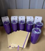 BUNDLE OF 6 PURPLE TUMBLERS AND NOTEBOOKS PERFECT FOR PERSONALISING