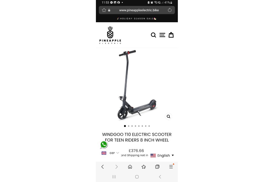 1 X BRAND NEW WINDGOO T10 ELECTRIC SCOOTERS RRP £370 - Image 1 of 7