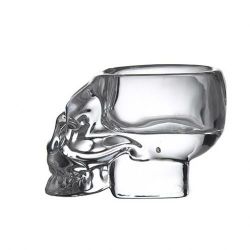 264 X NEW ARTIS - CH-0061 - SKULL GLASS/TEA LIGHT HOLDER - CLEAR
