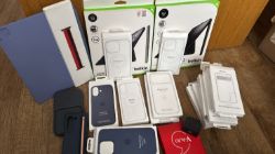 BOX OF CONTAIN 23X ASSORTED GENUINE APPLE & SAMSUNG CASE ACCESSORIES