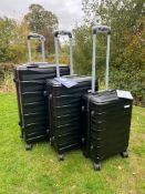 BULK LOT X5 BLACK 3 PIECE LUGGAGE SETS – LIGHTWEIGHT 360° SPINNER SUITCASES – BRAND NEW
