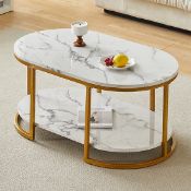 HIGH GLOSS COFFEE TABLE IN WHITE DIVA MARBLE EFFECT