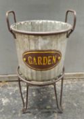 JOB LOT OF 4 METAL GARDEN ZINC PLANTER ON LEGS INDOOR OR OUTDOOR DECOR SMALL