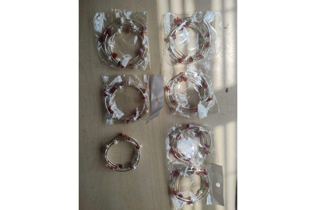 CARNELIAN + PEARL GEMSTONE CRYSTAL WRAP AROUND BANGLES SS - ORIGINAL PACKAGING - JOBLOT OF 7 - Image 3 of 5