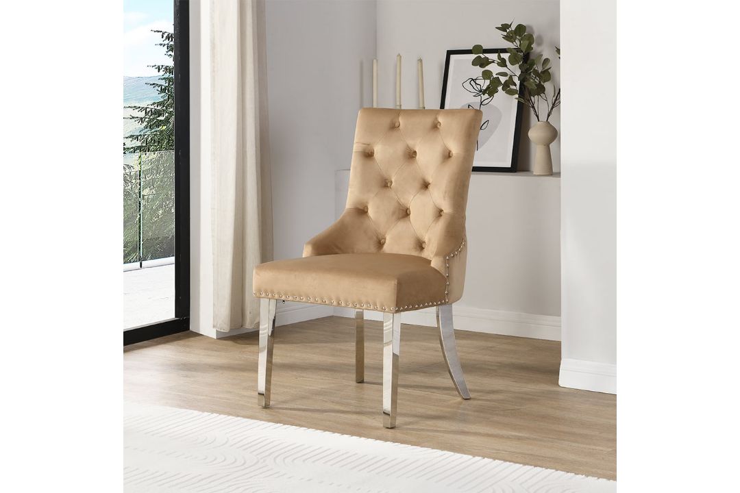 VELVET BUTTON BACK DINING CHAIR - IMPERIAL - Image 1 of 11