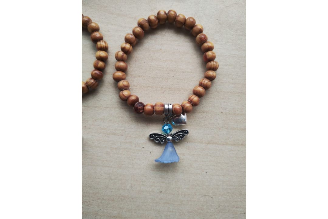 RED CATS EYES + WOODEN - ANGELS BALL CRYSTAL BRACELETS - NEW IN ORIGINAL PACKAGING - JOBLOT OF 12 - Image 3 of 4