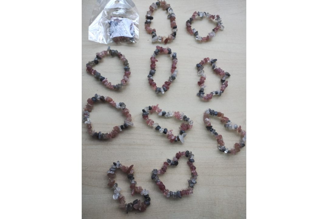 STRAWBERRY+ RUTILATED QUARTZ CRYSTAL CHIP BRACELET JOB LOT OF 11 - BRAND NEW - Image 2 of 2