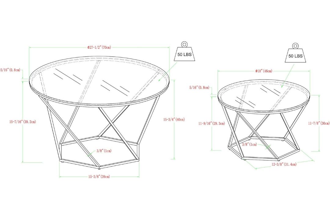 1 X WAYFAIR DESIGNS SET OF 2 NESTING TABLES GEOMETRIC DESIGN, GLASS, BLACK RRP £299.99 - Image 4 of 5