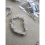 ROSE AND CLEAR QUARTZ CRYSTAL CHIP BRACELET JOB LOT OF 20 - BRAND NEW