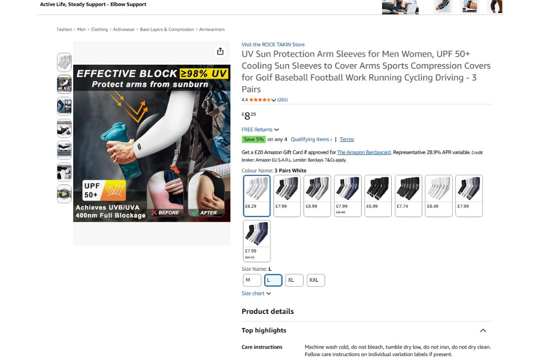 29PCS PROFESSIONAL UV SLEVELS OUTDOORS SUN PROTECTION SPORTS CYCLING RRP £232 - Image 9 of 10