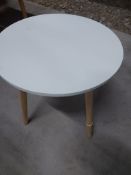 DINING TABLE ROUND DINING TABLE WHITE WITH WOODEN LEG NEW ON DISPLAY 160CM X 90CM ROUND