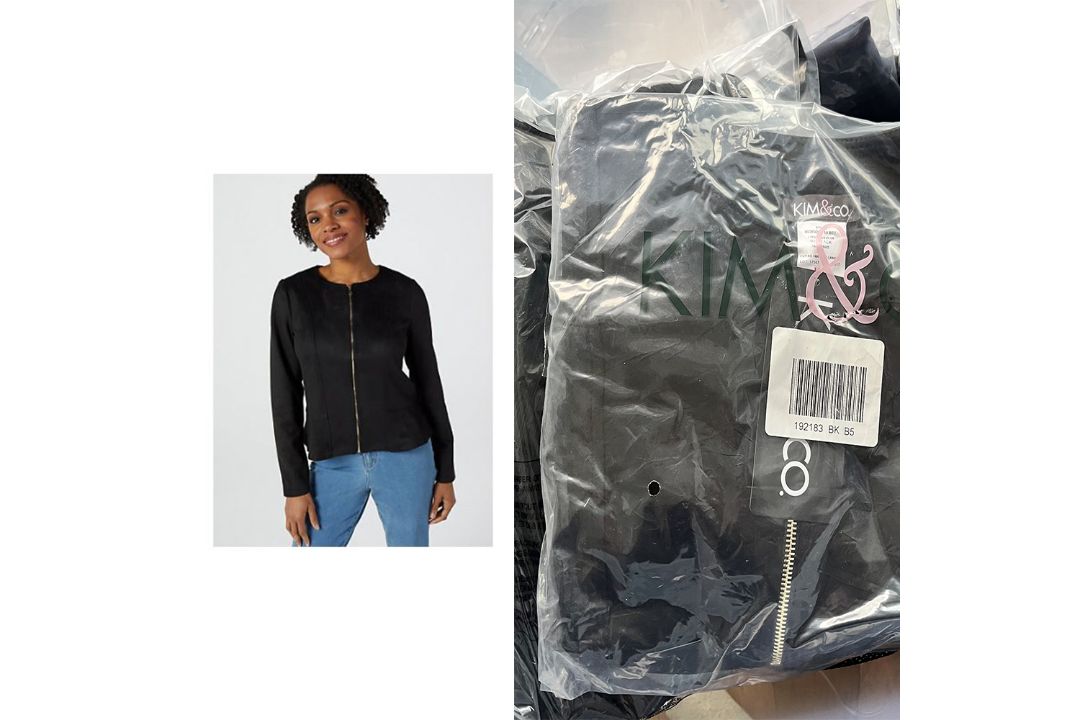 KIM & CO STRETCH SUEDE PEPLUM JACKET M RRP £72 EBAY DAILY SELLERS PRODUCTS LOT5 - Image 1 of 4