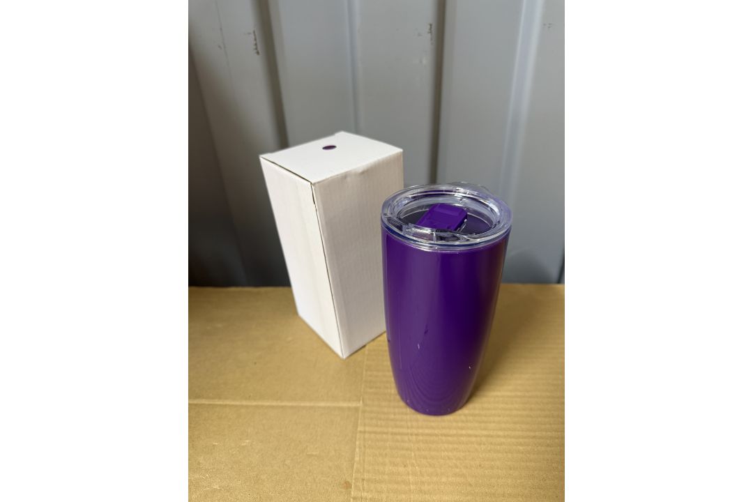 36X PURPLE DOUBLE WALLED PLASTIC 530ML TUMBLERS