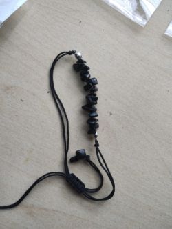 OBSIDIAN CRYSTAL CHIP ADJUSTABLE COTTON BRACELET JOB LOT OF 17 - BRAND NEW