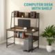MECOR COMPUTER DESK STUDY FOR HOME OFFICE STORAGE BOOKSHELF AND CPU STAND WALNUT BROWN - Image 5 of 7
