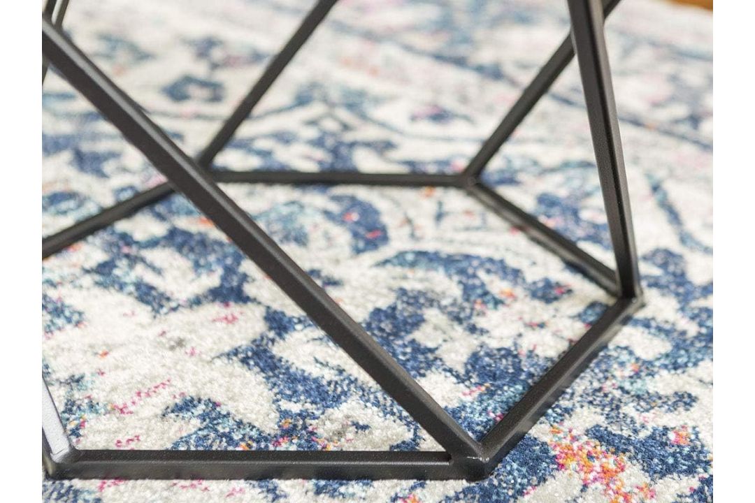 1 X WAYFAIR DESIGNS SET OF 2 NESTING TABLES GEOMETRIC DESIGN, GLASS, BLACK RRP £299.99 - Image 3 of 5