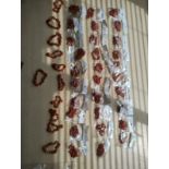 RED ADVENTURINE GEMSTONE CHRYSTAL CHIP BRACELETS - NEW IN ORIGINAL PACKAGING - JOBLOT OF 41