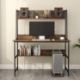 MECOR COMPUTER DESK STUDY FOR HOME OFFICE STORAGE BOOKSHELF AND CPU STAND WALNUT BROWN - Image 3 of 7