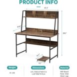 MECOR COMPUTER DESK STUDY FOR HOME OFFICE STORAGE BOOKSHELF AND CPU STAND WALNUT BROWN