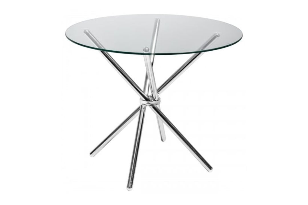ROUND CLEAR GLASS DINING TABLE - CRISS CROSS