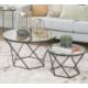 1 X WAYFAIR DESIGNS SET OF 2 NESTING TABLES GEOMETRIC DESIGN, GLASS, BLACK RRP £299.99 - Image 1 of 5