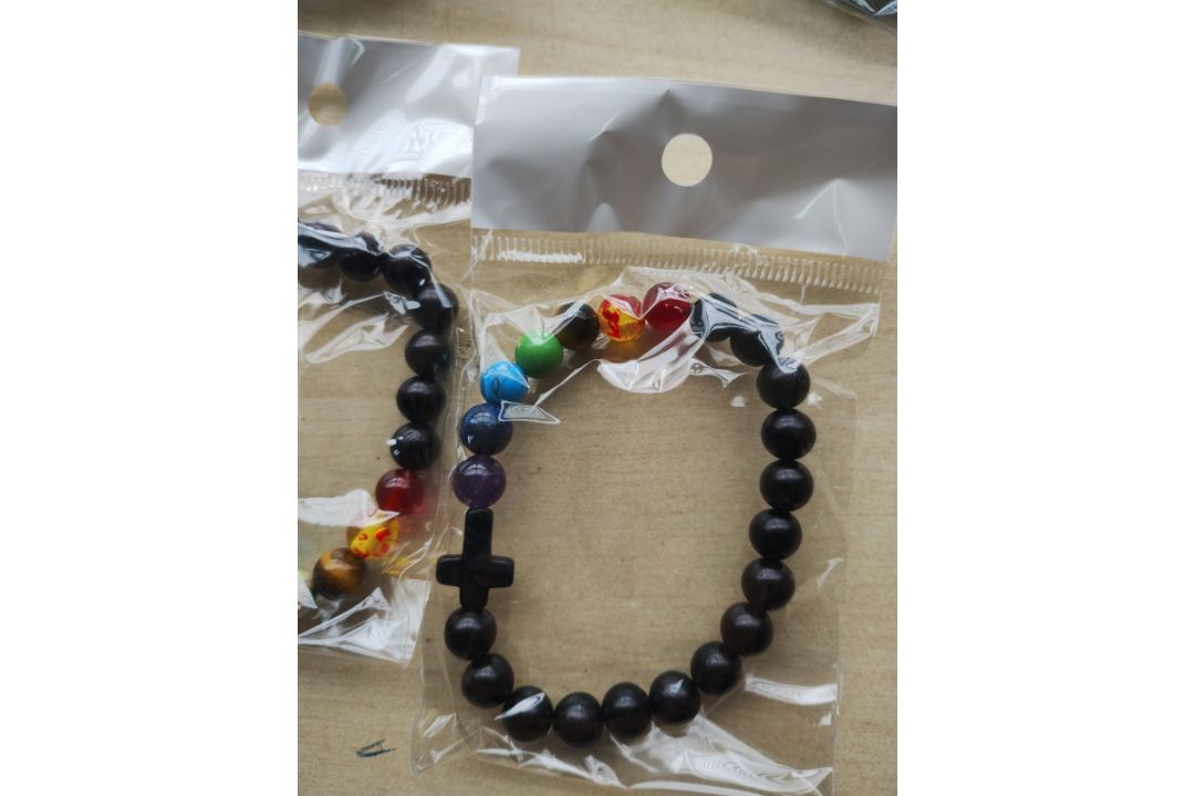 CHAKRA WOODEN BEADED CROSS BRACELET JOB LOT OF 12 - BRAND NEW - Image 2 of 2