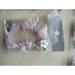 ROSE QUARTZ CRYSTAL CHIP FLOWER TOGGLE CLASP BRACELETS - JOBLOT OF 10 - BRAND NEW